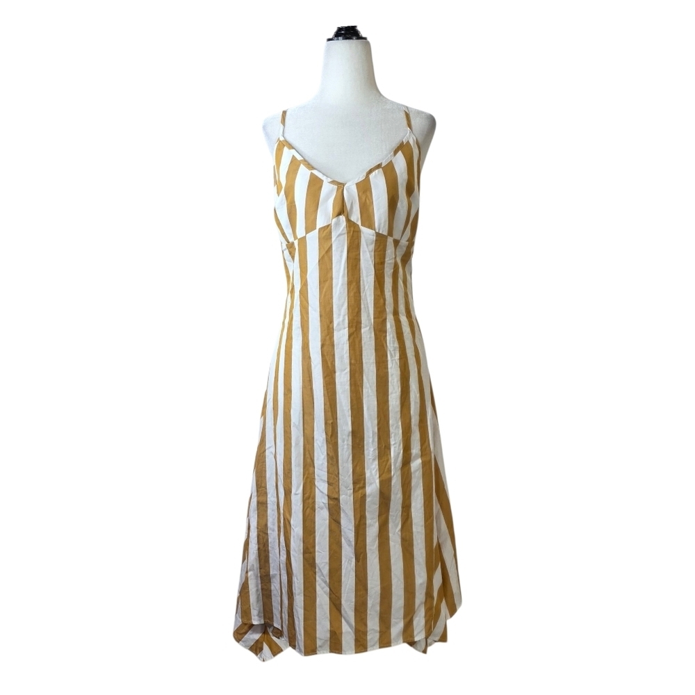 Sunnei ochre  stripes Flare adjustable straps Mid length Sun Dress